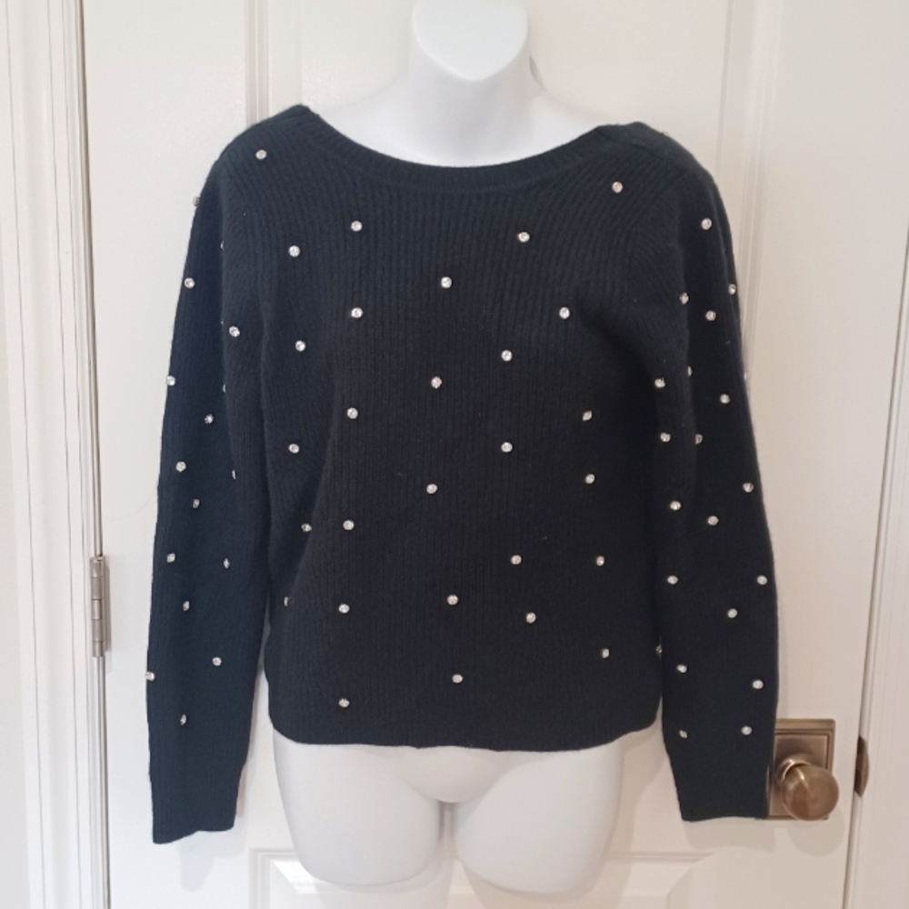 The Cashmere Project Black crystal embellished sweater. M